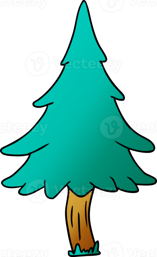 hand drawn gradient cartoon doodle of woodland pine trees png