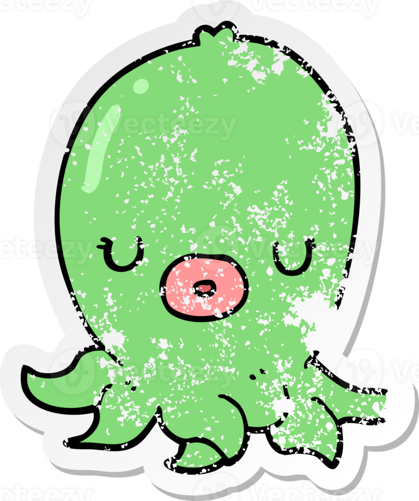 distressed sticker of a cartoon octopus png