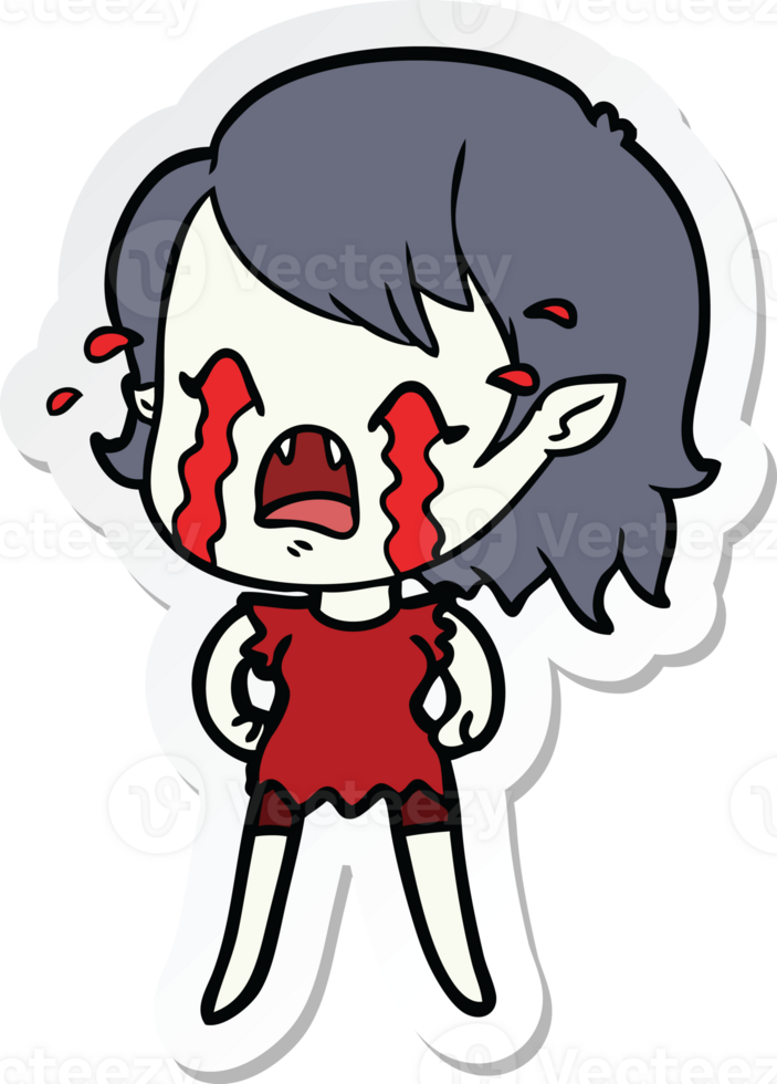 sticker of a cartoon crying vampire girl png