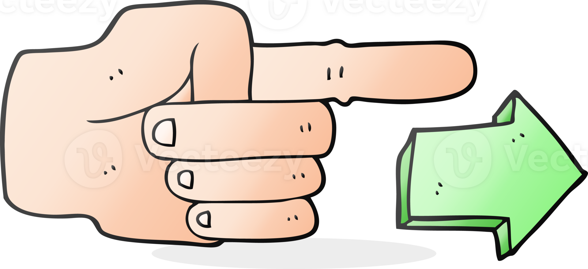 drawn cartoon pointing hand with arrow png