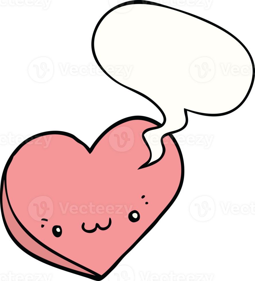 cartoon love heart with face with speech bubble png