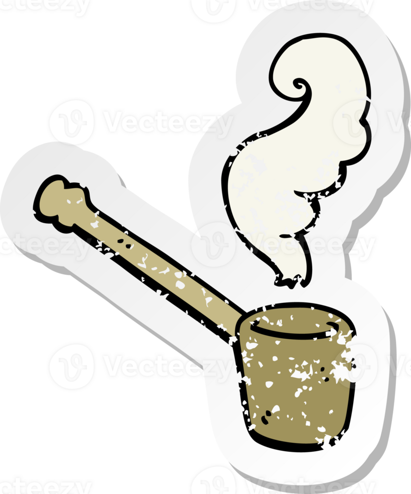 retro distressed sticker of a cartoon pipe smoking png