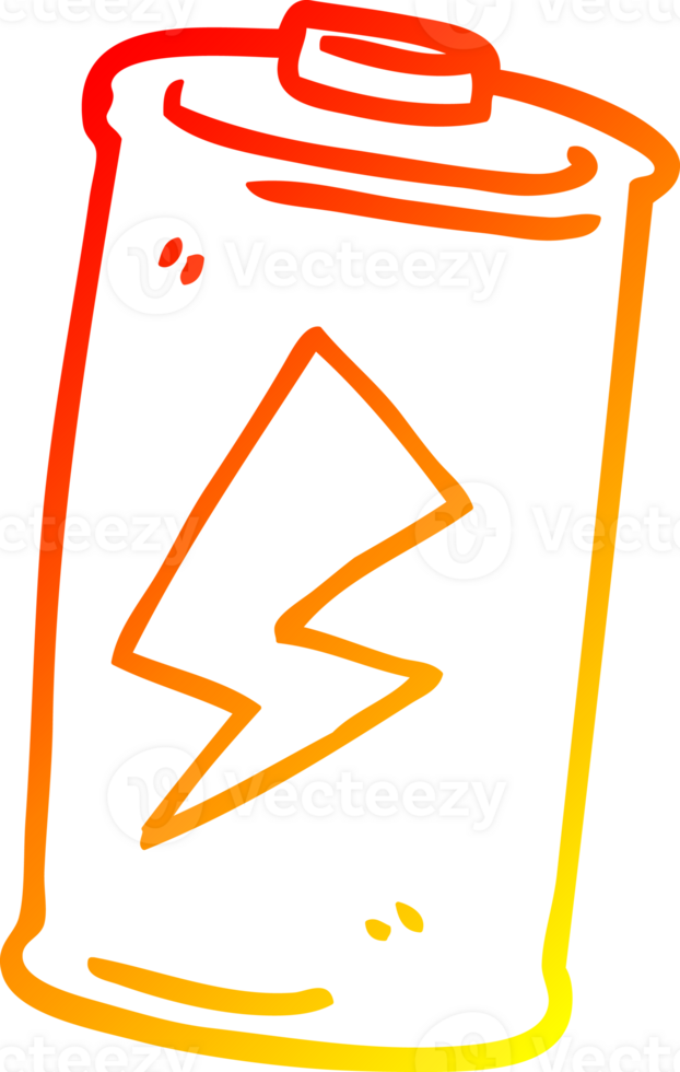 warm gradient line drawing of a cartoon battery png