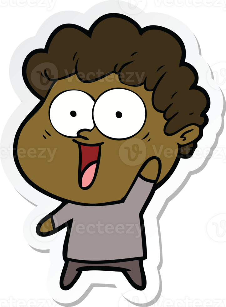 sticker of a cartoon happy man png