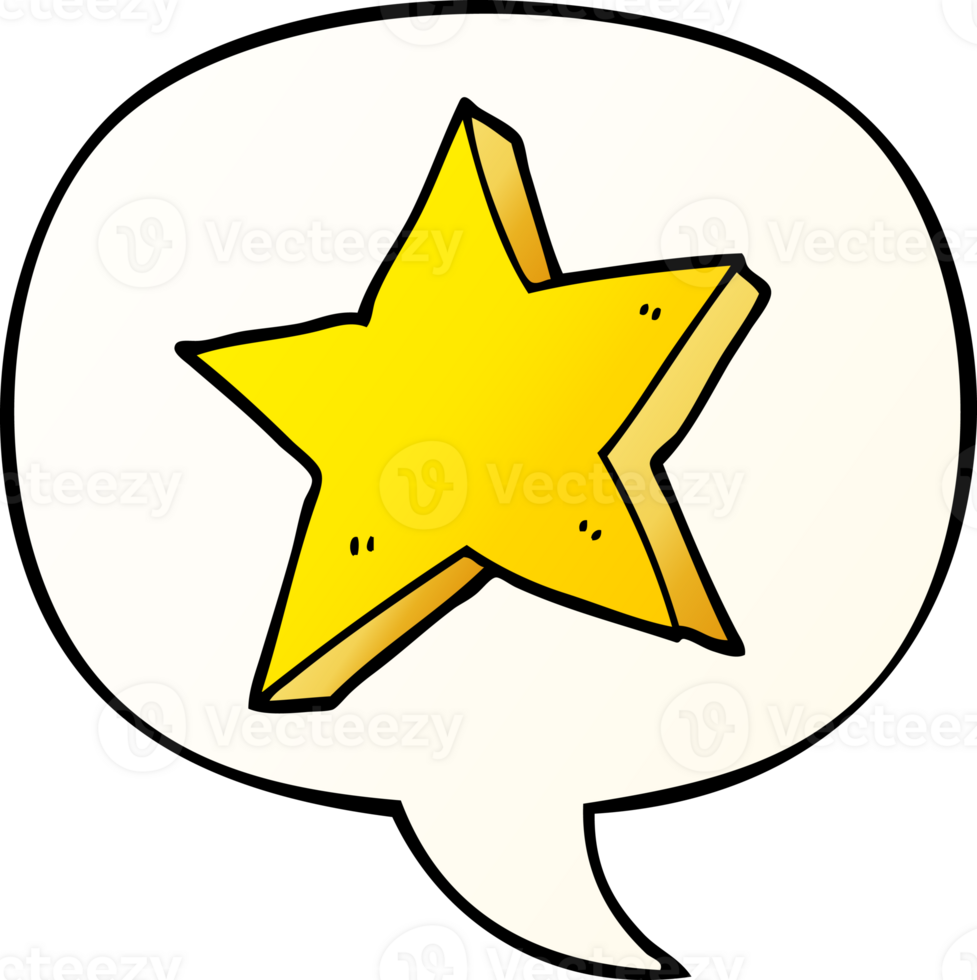 cartoon star with speech bubble in smooth gradient style png
