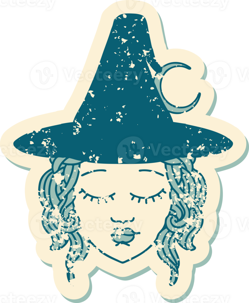grunge sticker of a human mage character png