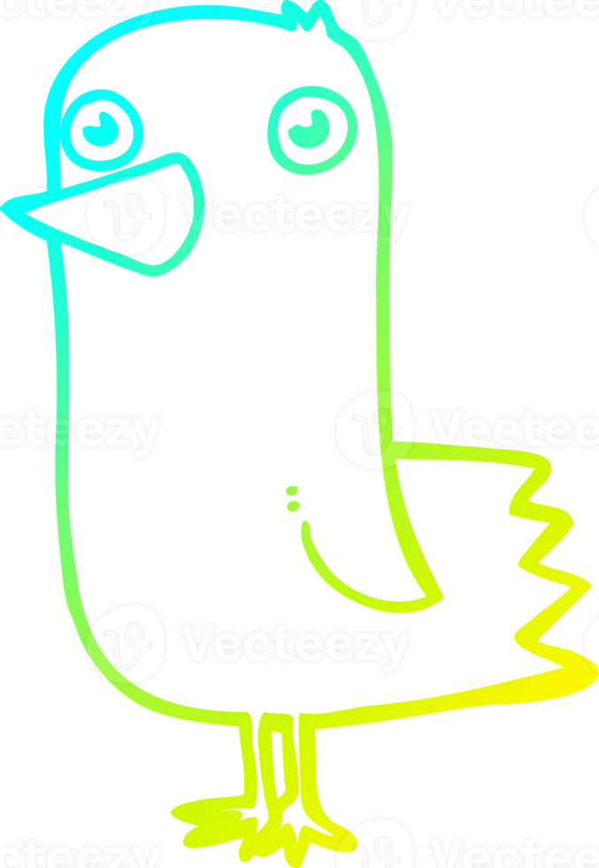 cold gradient line drawing of a cartoon bird png
