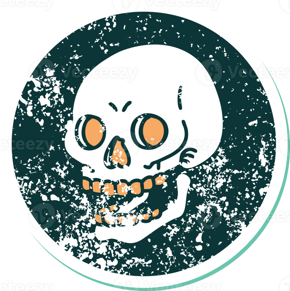iconic distressed sticker tattoo style image of a skull png