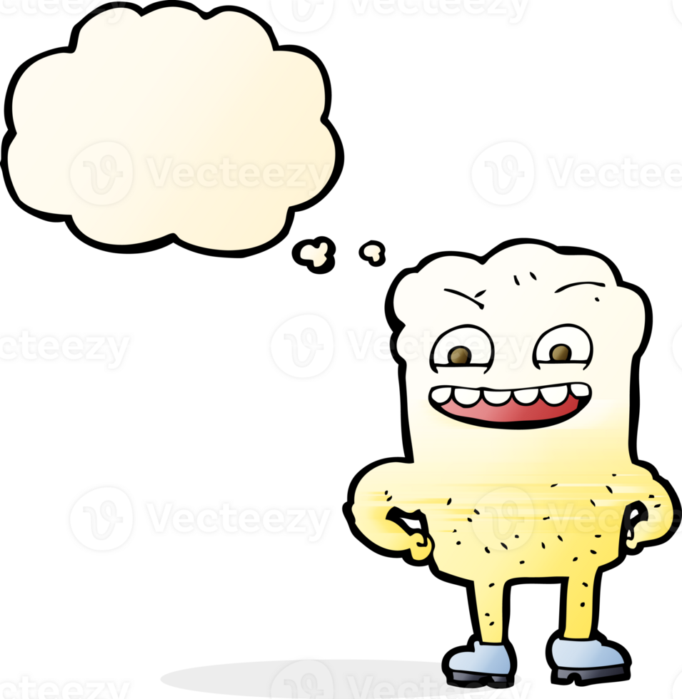 cartoon happy tooth with thought bubble png