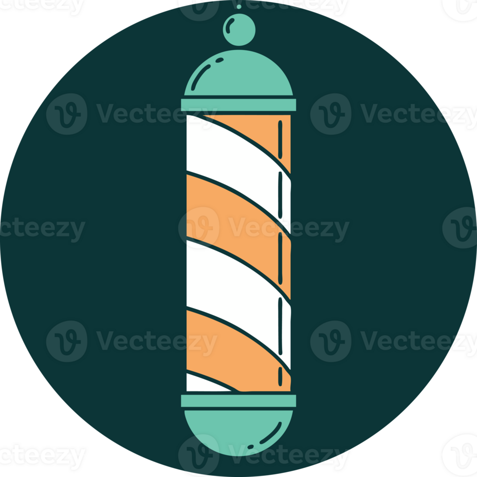 iconic tattoo style image of a barbers pole png