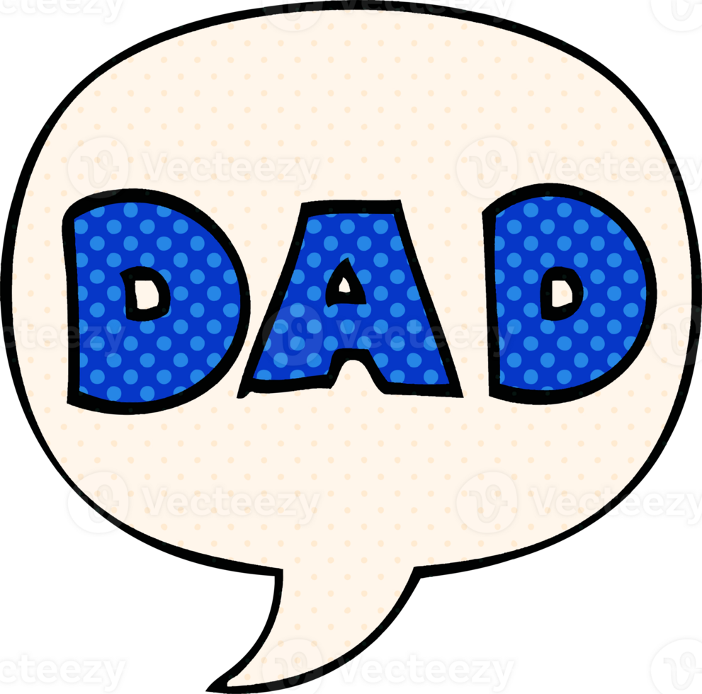 cartoon word dad with speech bubble in comic book style png