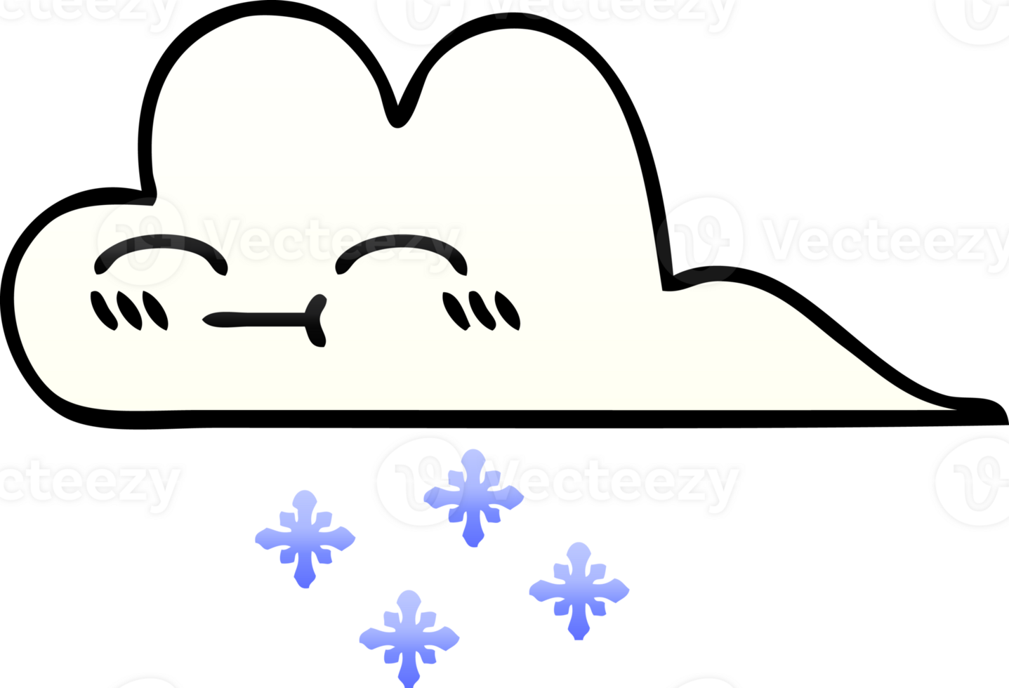 gradient shaded cartoon of a snow cloud png