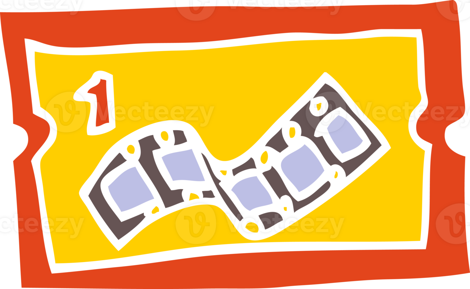 flat color illustration cartoon movie ticket png