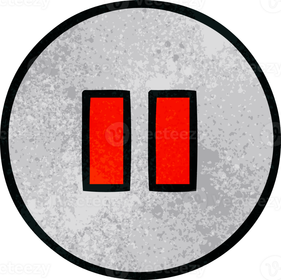 retro grunge texture cartoon of a pause button png