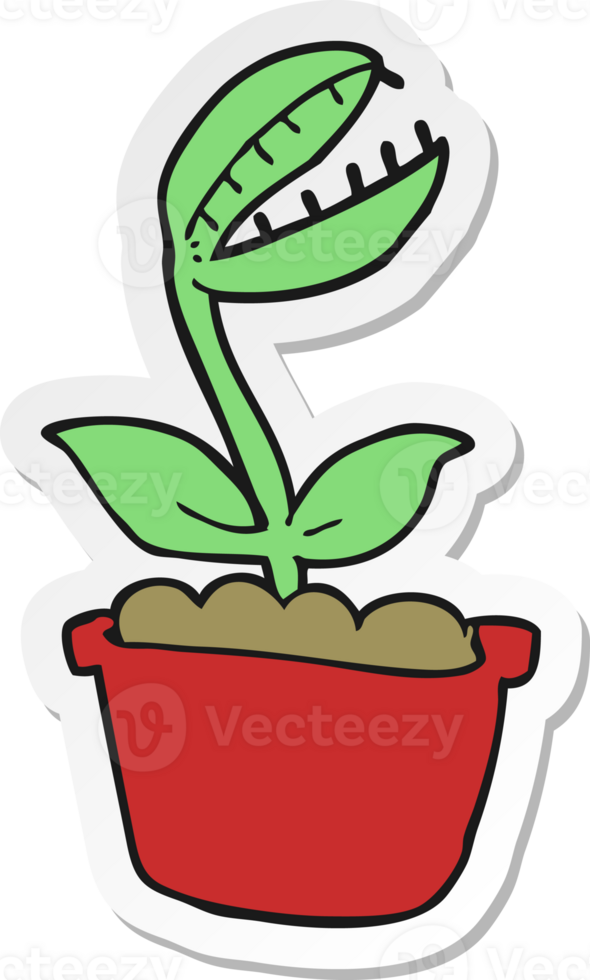 sticker of a cartoon venus fly trap png