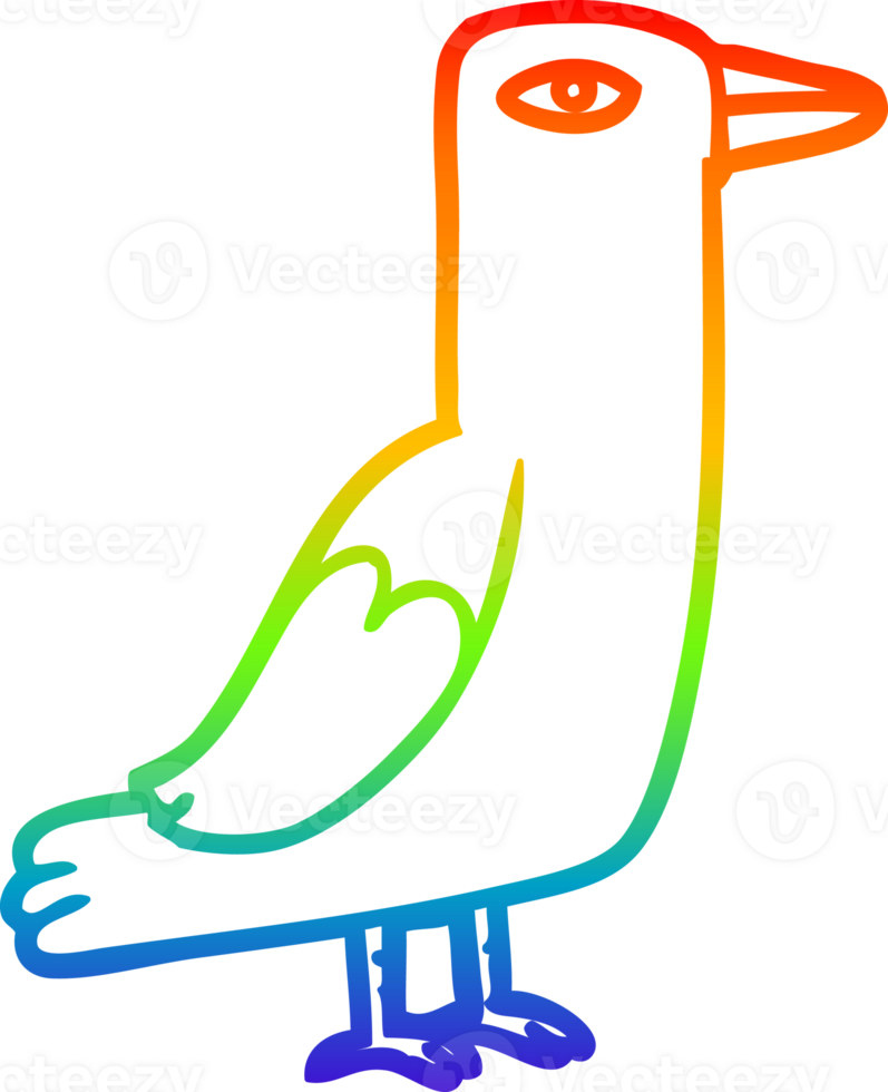 rainbow gradient line drawing of a Cartoon bird png