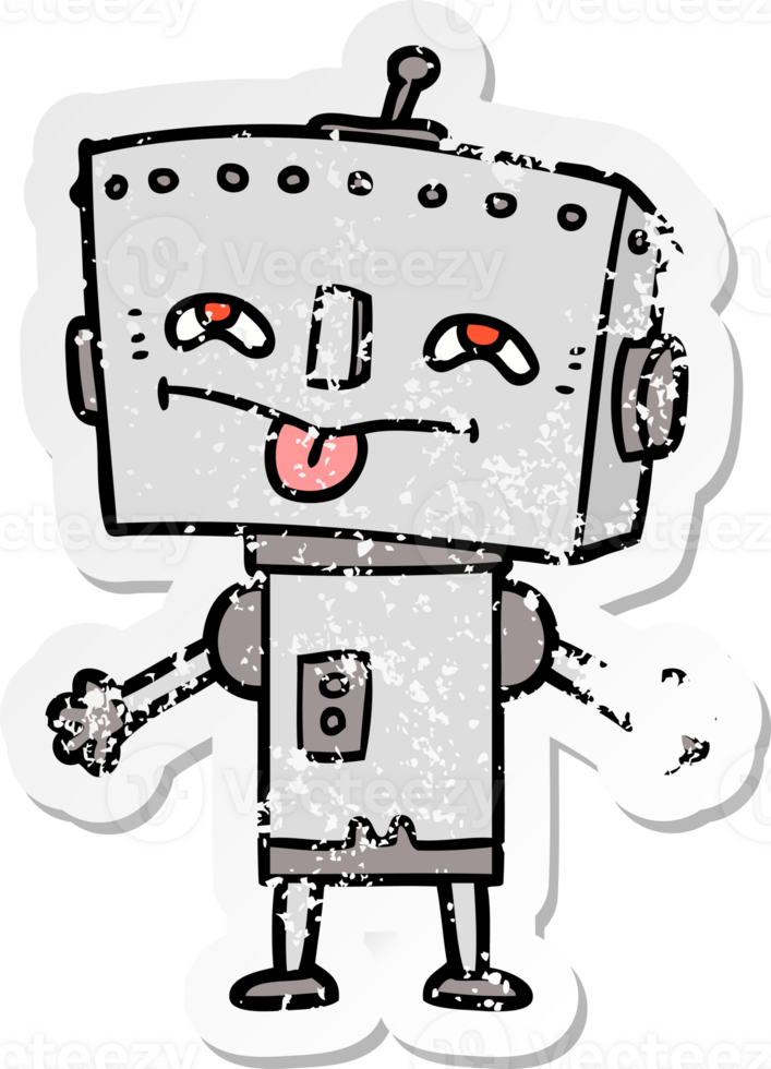 distressed sticker of a cartoon robot png