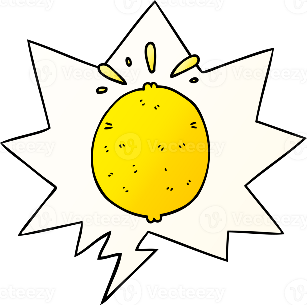 cartoon lemon with speech bubble in smooth gradient style png