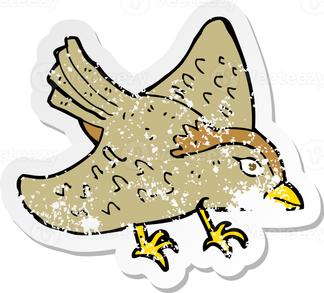 retro distressed sticker of a cartoon garden bird png