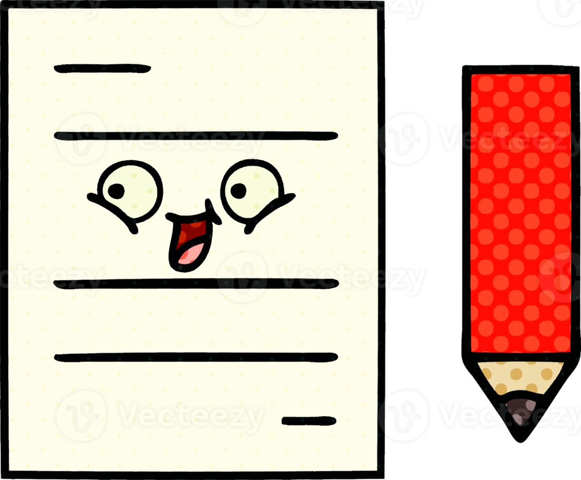 comic book style cartoon of a test paper png