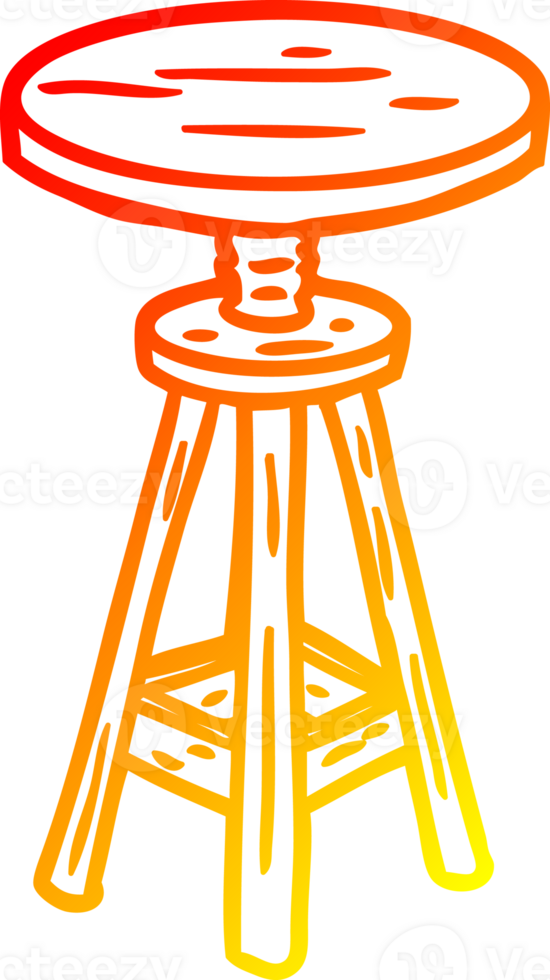 warm gradient line drawing of a adjustable artist stool png