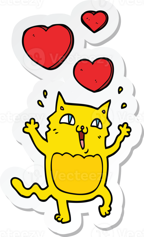 sticker of a cartoon cat crazy in love png
