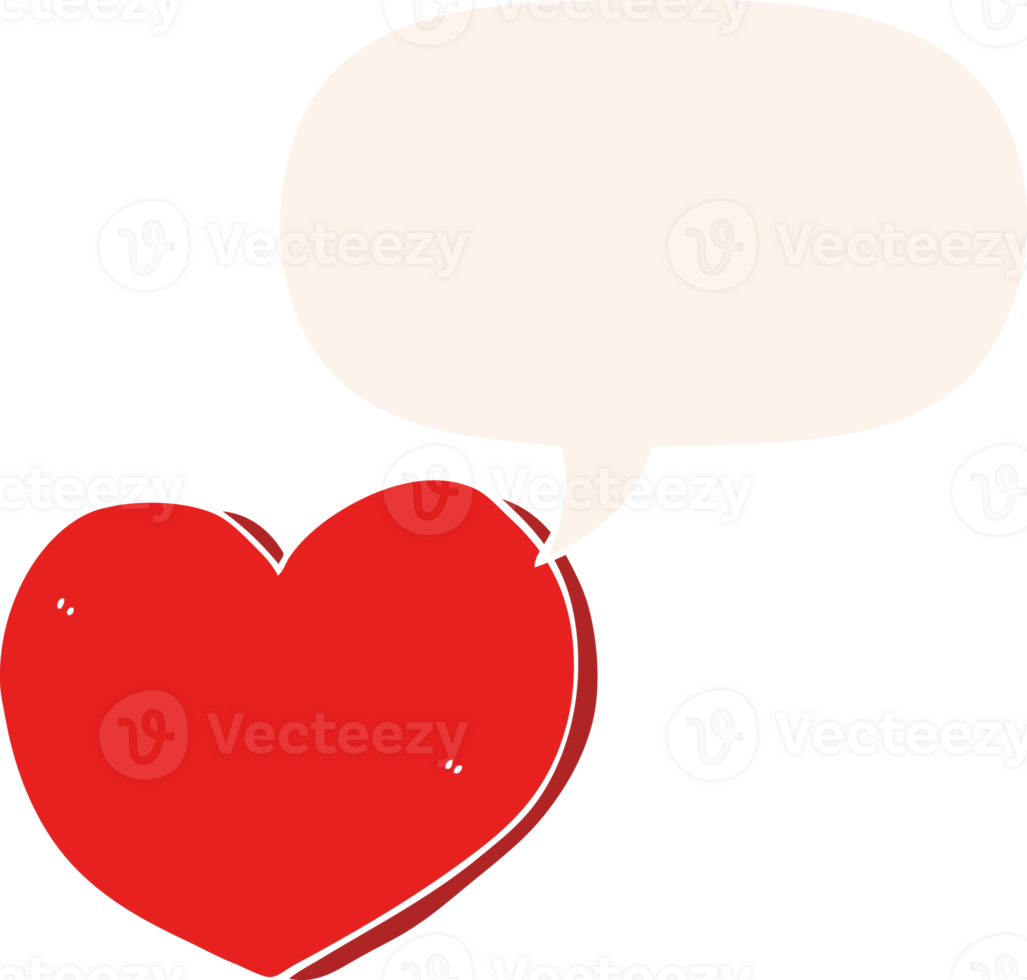 cartoon love heart with speech bubble in retro style png