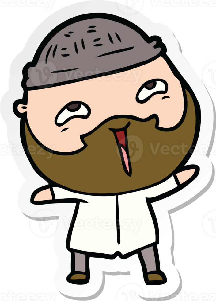 sticker of a cartoon happy bearded man png