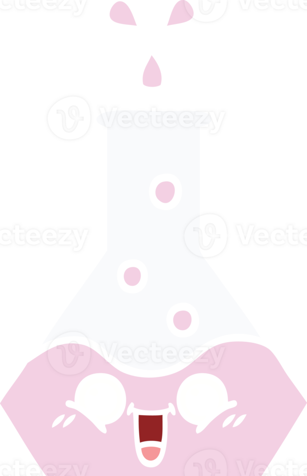 flat color retro cartoon of a science beaker png