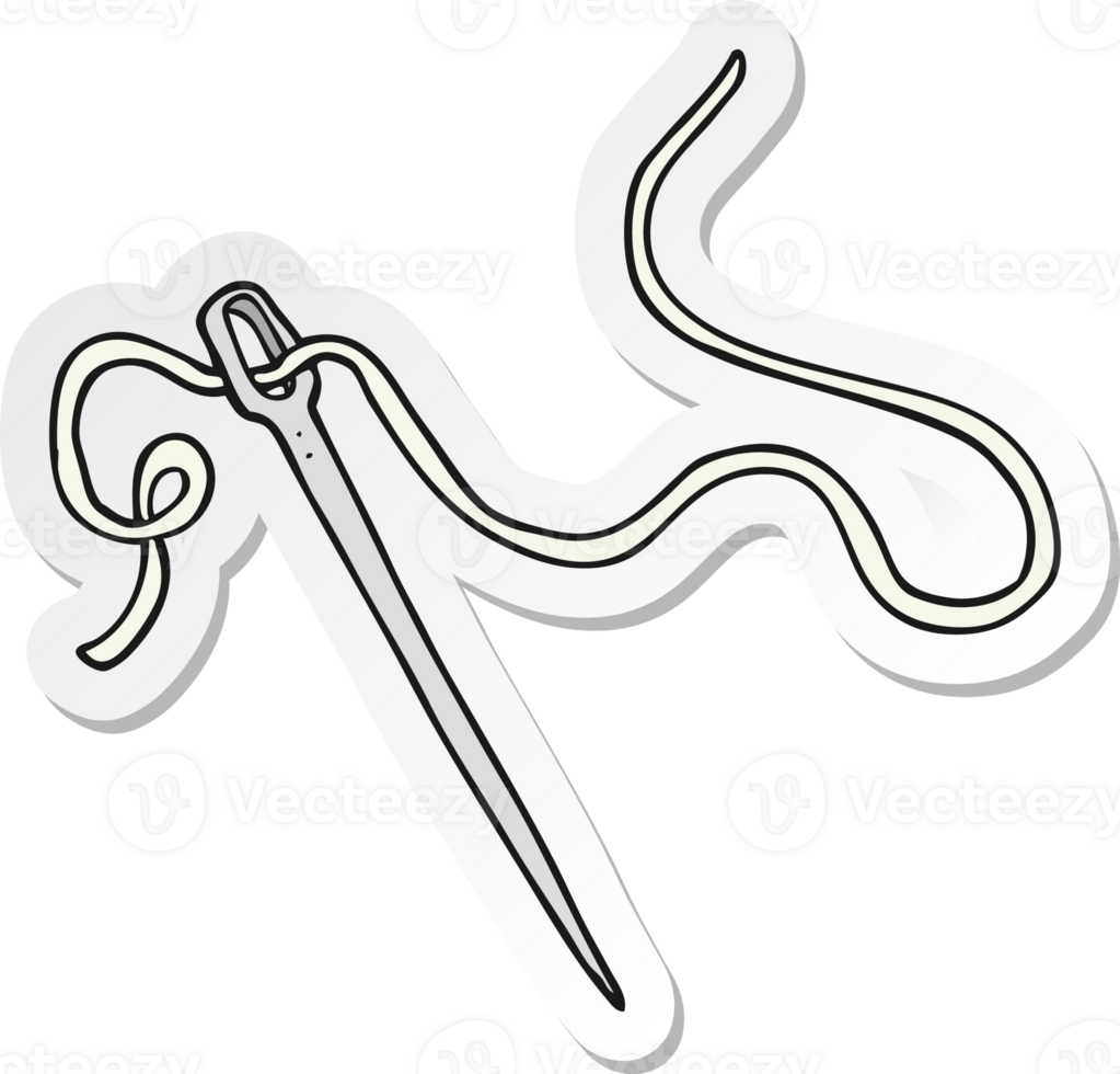 sticker of a cartoon needle and thread png