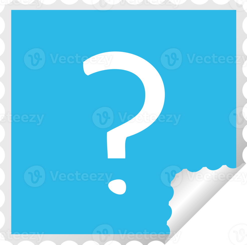 square peeling sticker cartoon of a question mark png