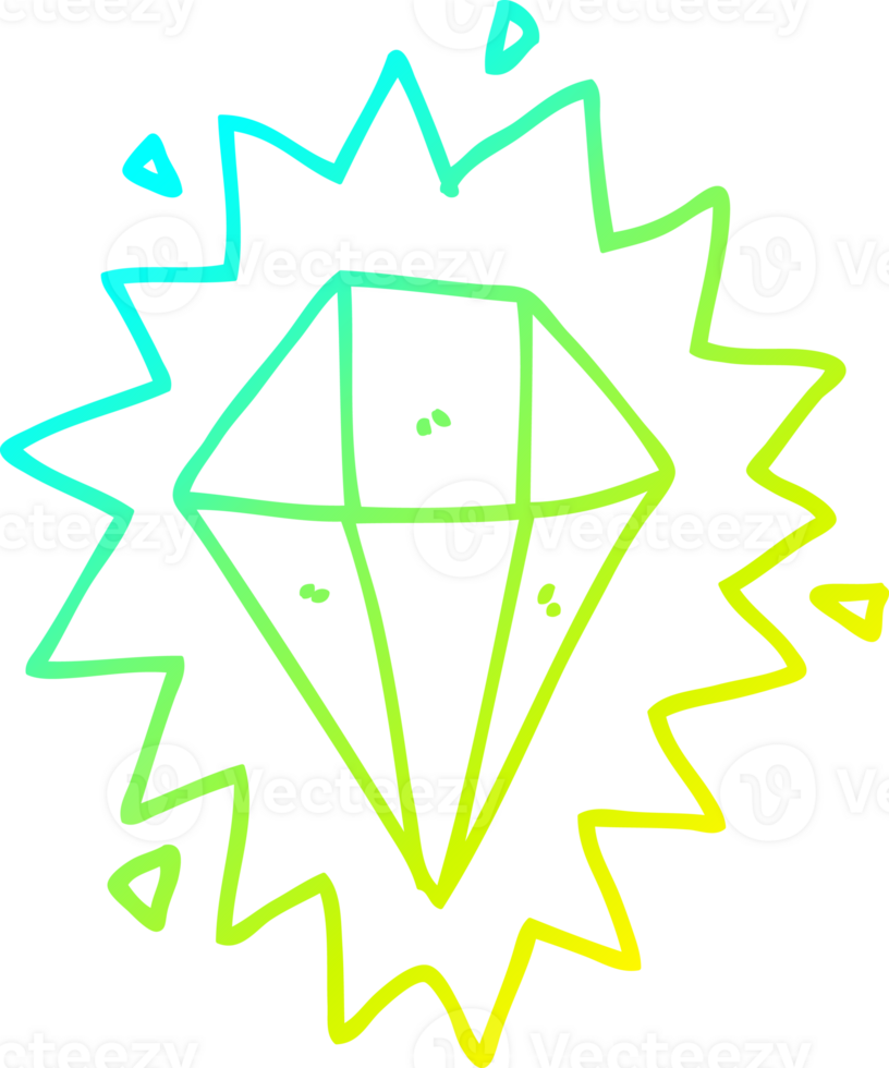 cold gradient line drawing of a cartoon diamond png