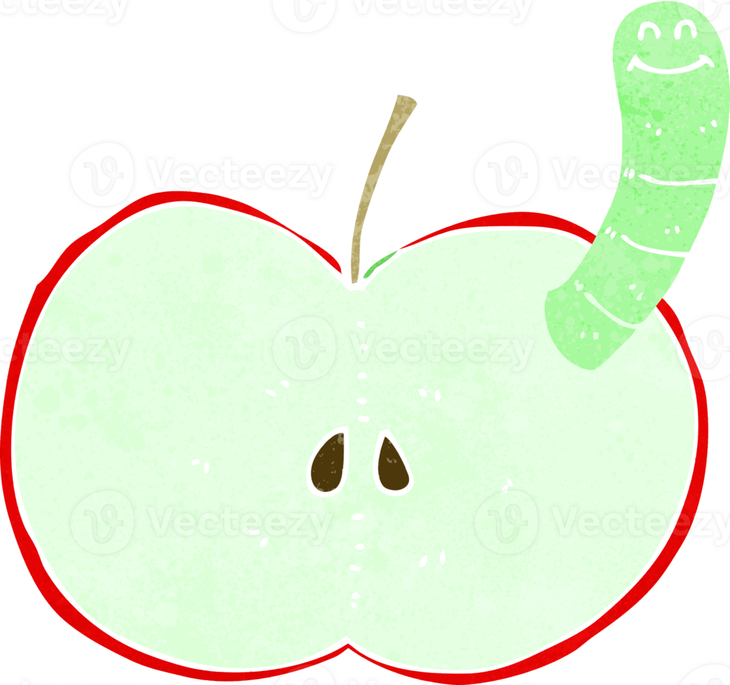 cartoon apple with worm png