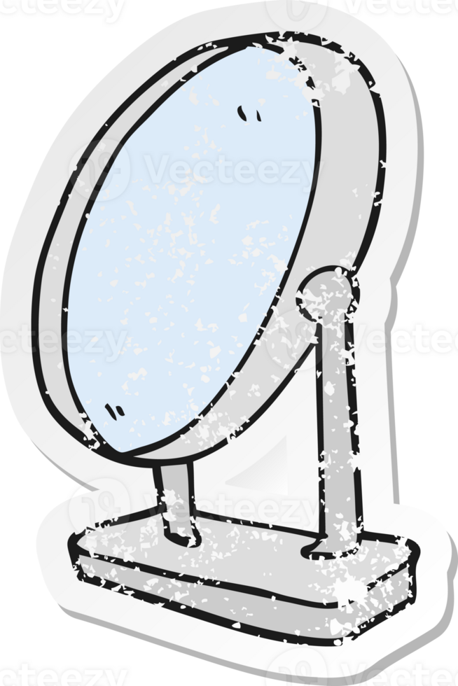 retro distressed sticker of a cartoon mirror png