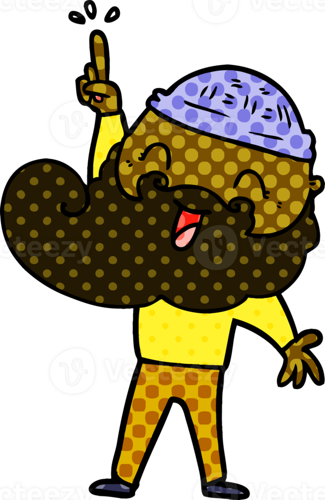 happy bearded man with great idea png