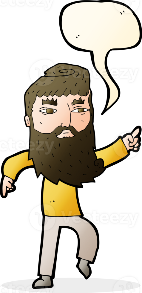 cartoon bearded man pointing the way with speech bubble png
