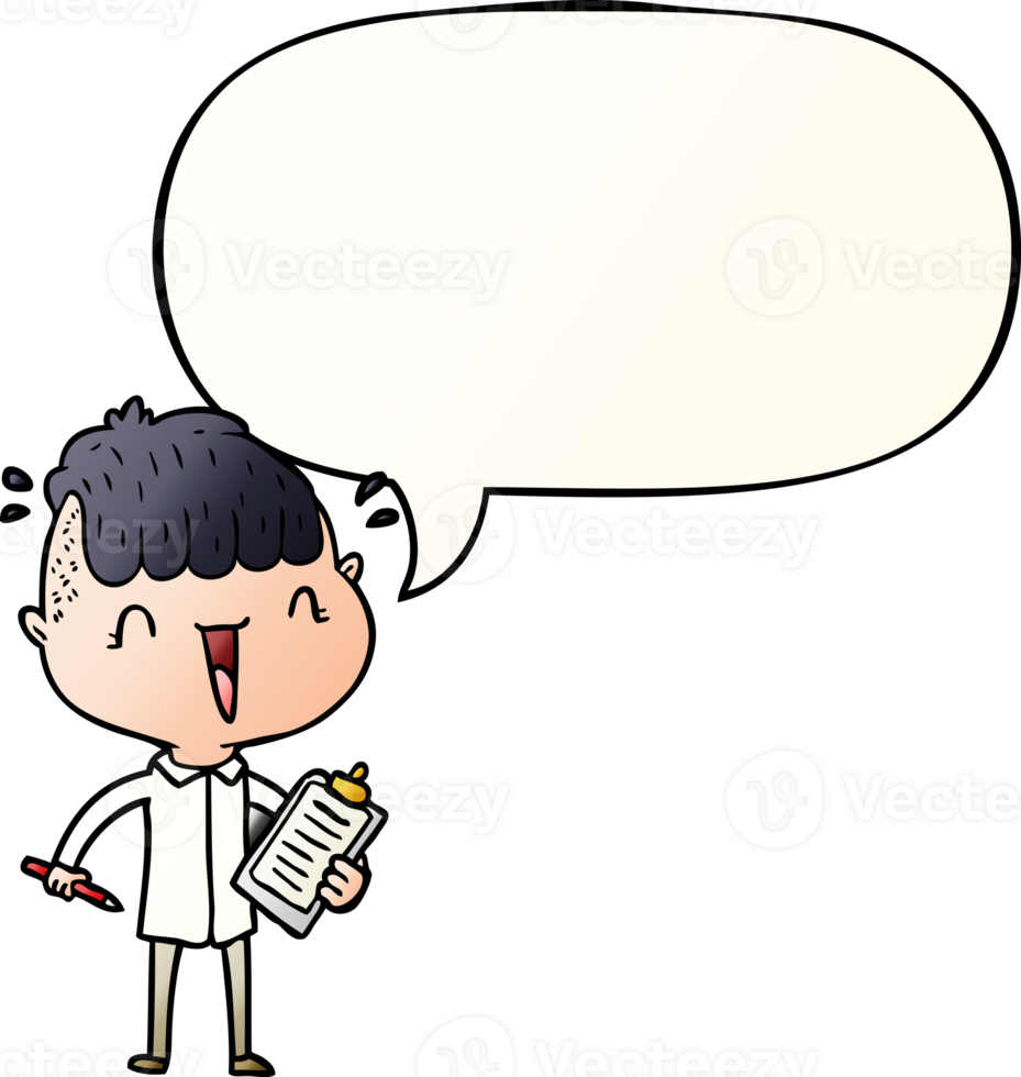 cartoon happy boy surprised with speech bubble in smooth gradient style png