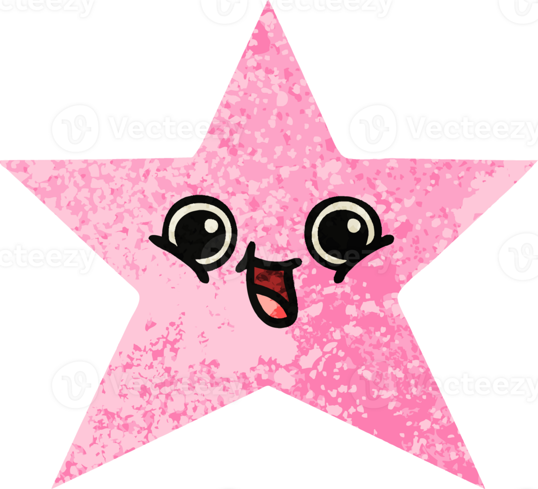 retro illustration style cartoon of a star fish png