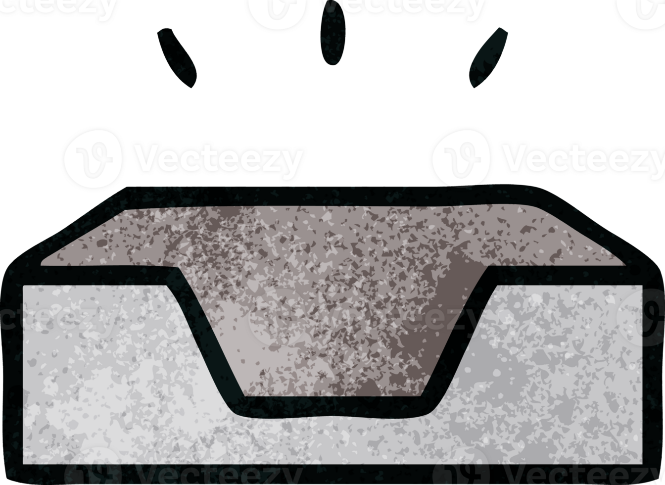 retro grunge texture cartoon of a empty in tray png