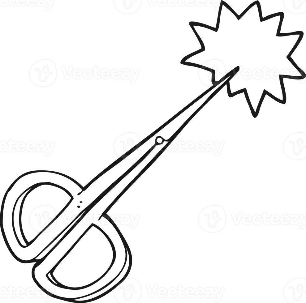 drawn black and white cartoon nail scissors png