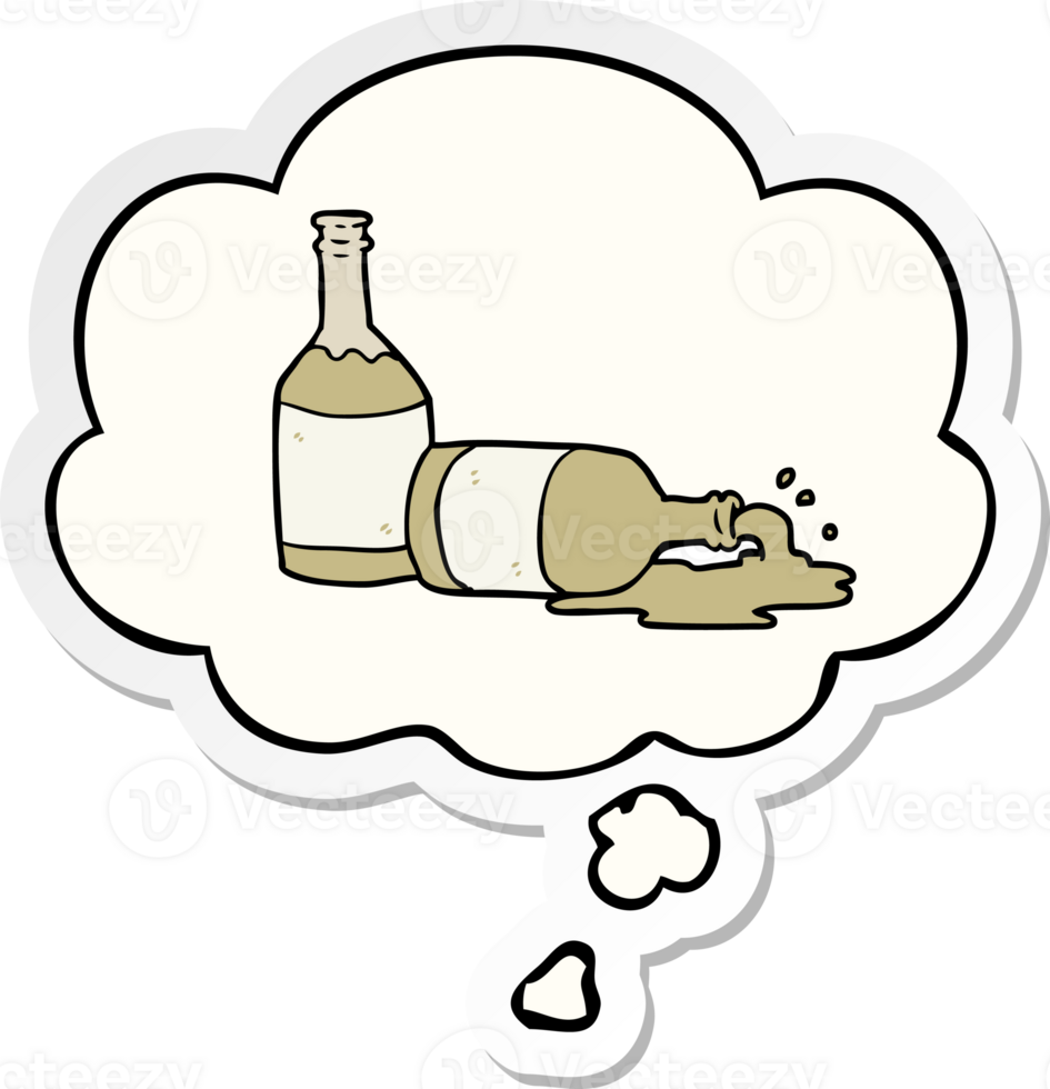 cartoon beer bottles with thought bubble as a printed sticker png