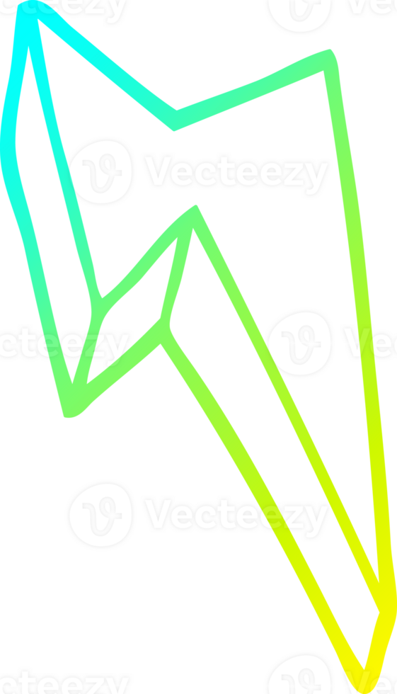 cold gradient line drawing of a cartoon decorative lightning bolt png