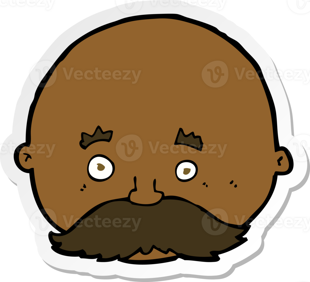 sticker of a cartoon bald man with mustache png