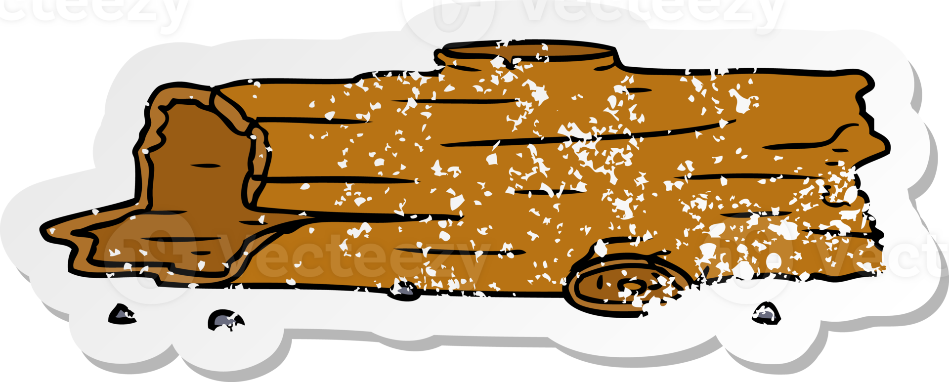 hand drawn distressed sticker cartoon doodle of a tree log png