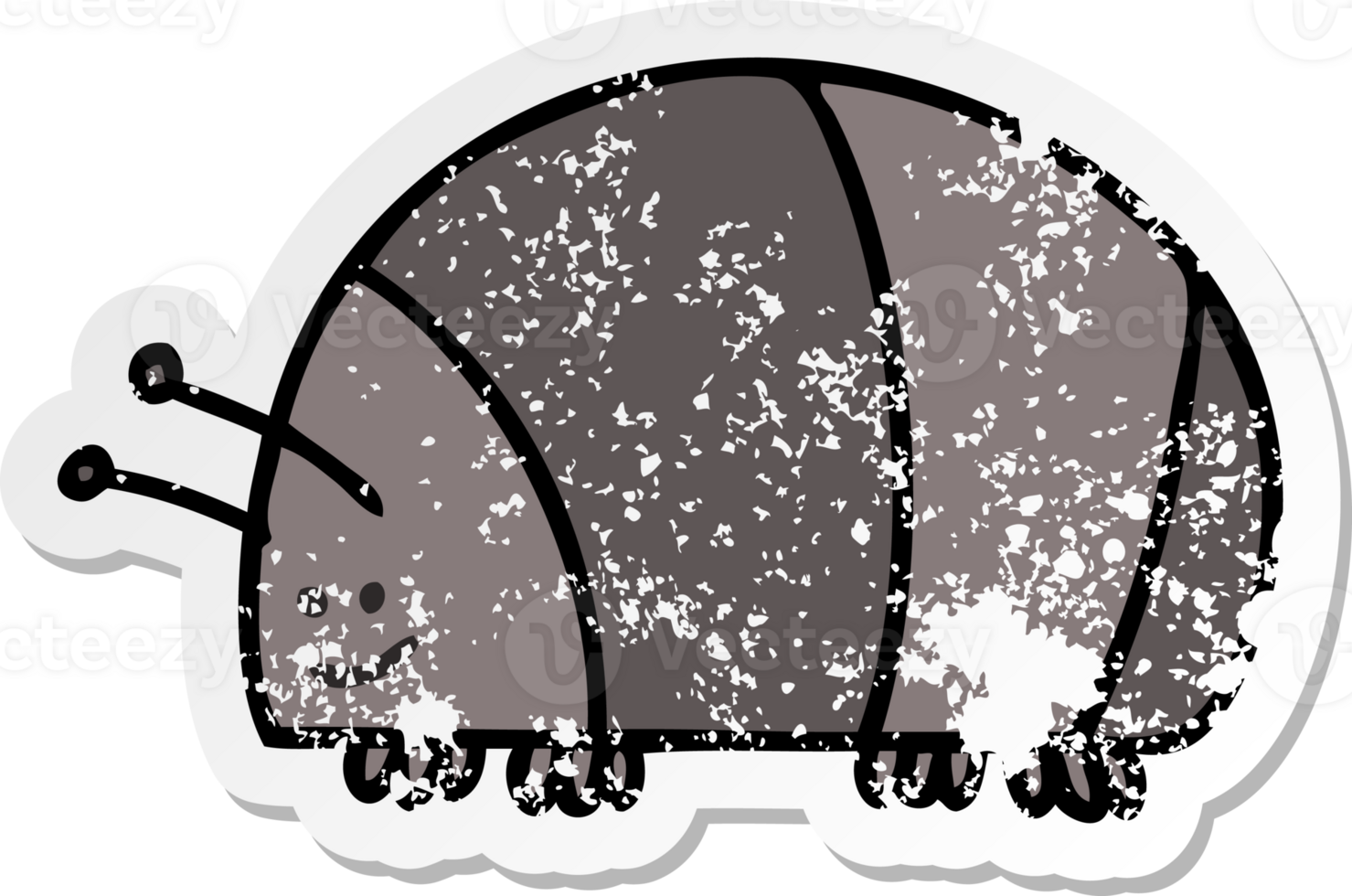 distressed sticker of a quirky hand drawn cartoon beetle png