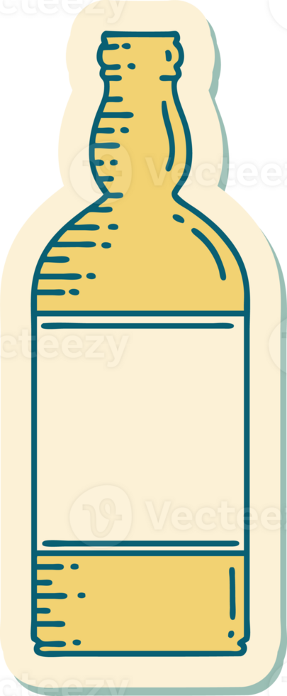 sticker of tattoo in traditional style of a bottle png