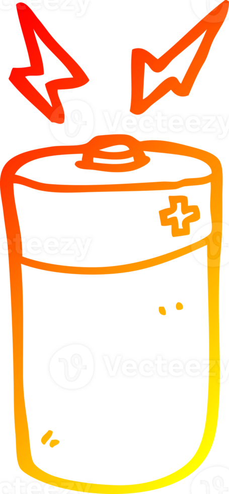 warm gradient line drawing of a cartoon battery png