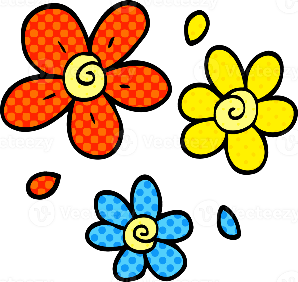 cartoon doodle decorative flowers png