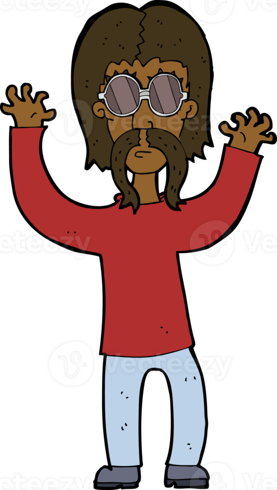 cartoon hippie man waving arms png