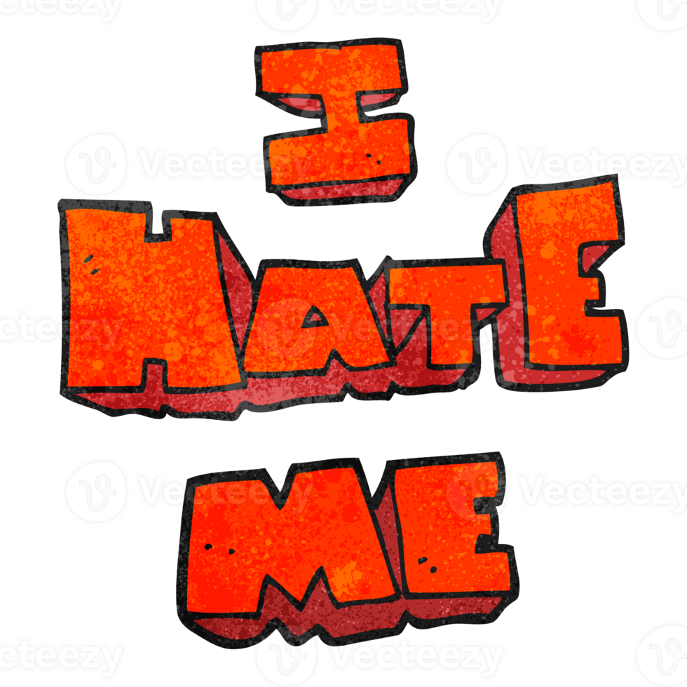 I hate me    textured cartoon symbol png